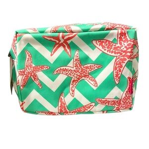 N.Gil Chevron Starfish Makeup Bag 12” X 9” New
